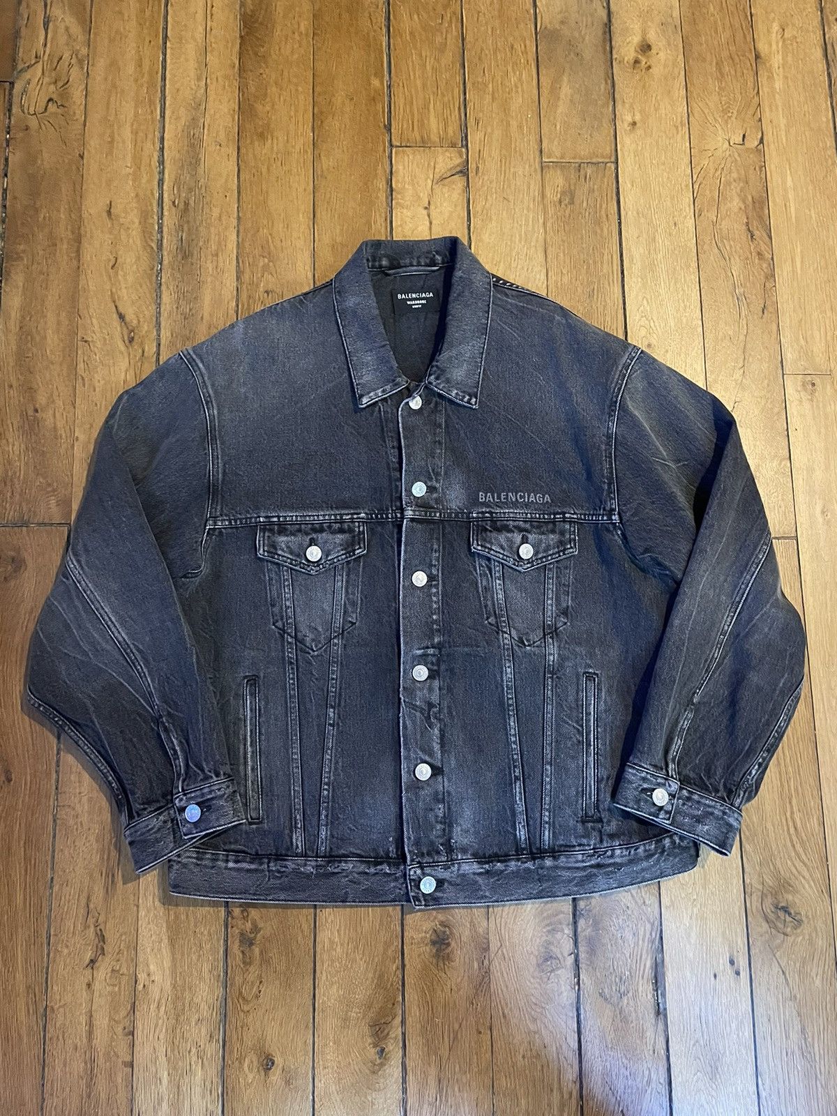 image of Balenciaga Runway Denim Jacket in Black, Men's (Size XS)