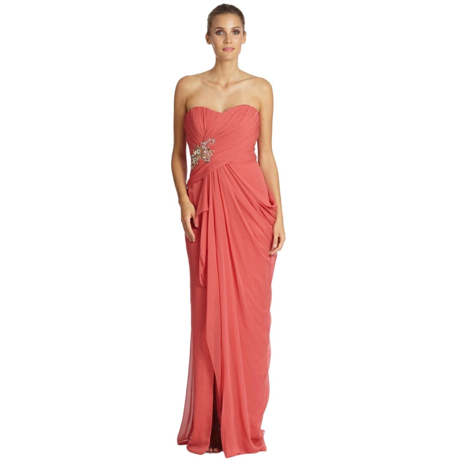 image of Marchesa Notte Luxury Silk Pageant Cocktail Evening in Orange, Women's (Size Small)