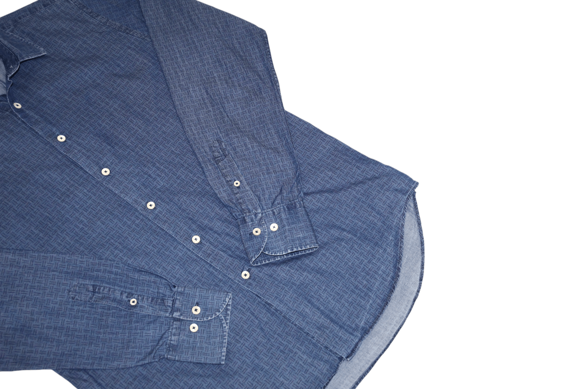 Lardini Lardini Abstract Print Indigo Wash Denim Shirt Size US L / EU 52-54 / 3 - 5 Thumbnail