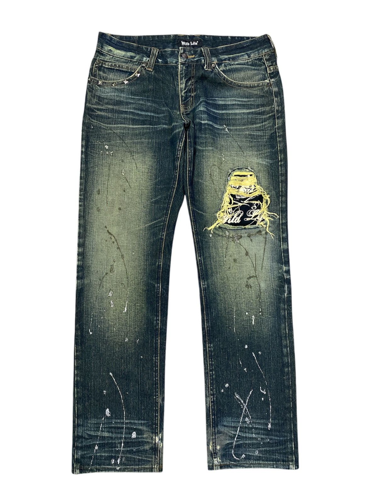 Japanese Brand Vintage Wild Life Skull splatered paint pants Size US 32 / EU 48 - 1 Thumbnail