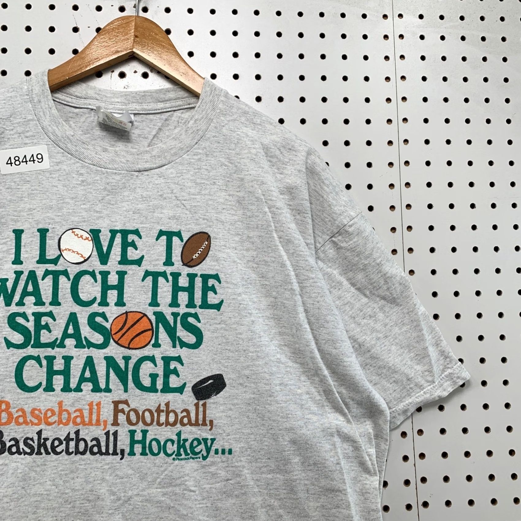Jerzees VINTAGE Funny Sports T Shirt Mens XL Grey 90s Seasons Change Single Stitch USA Size US XL / EU 56 / 4 - 7 Thumbnail