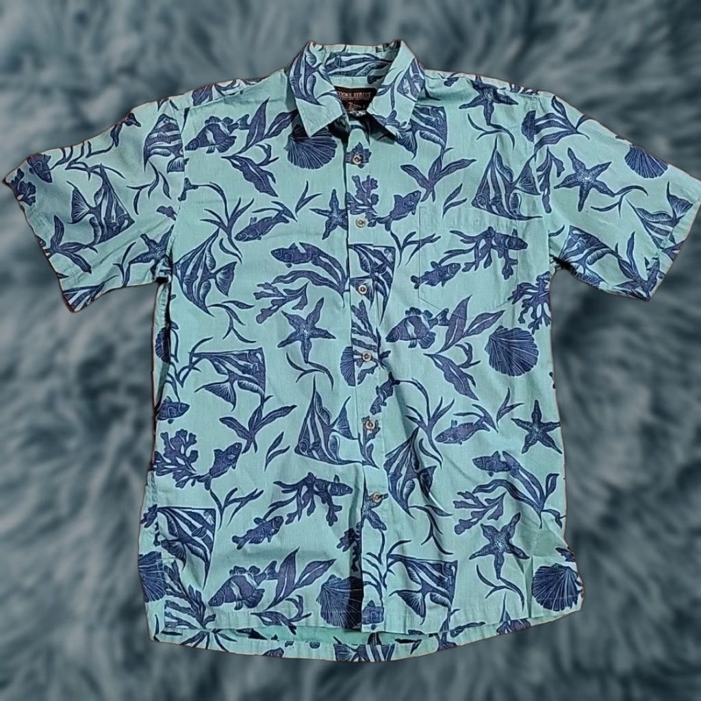 Vintage Cooke Street Hawaiian shirt Medium Button-Up SS Tropical Beach Fish Ocean EUC Size US M / EU 48-50 / 2 - 1 Thumbnail