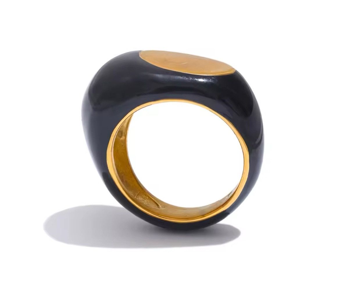Jewelry × Vintage Black Enamel Unique Ring (Size 6,7,8,9) Size ONE SIZE - 1 Thumbnail
