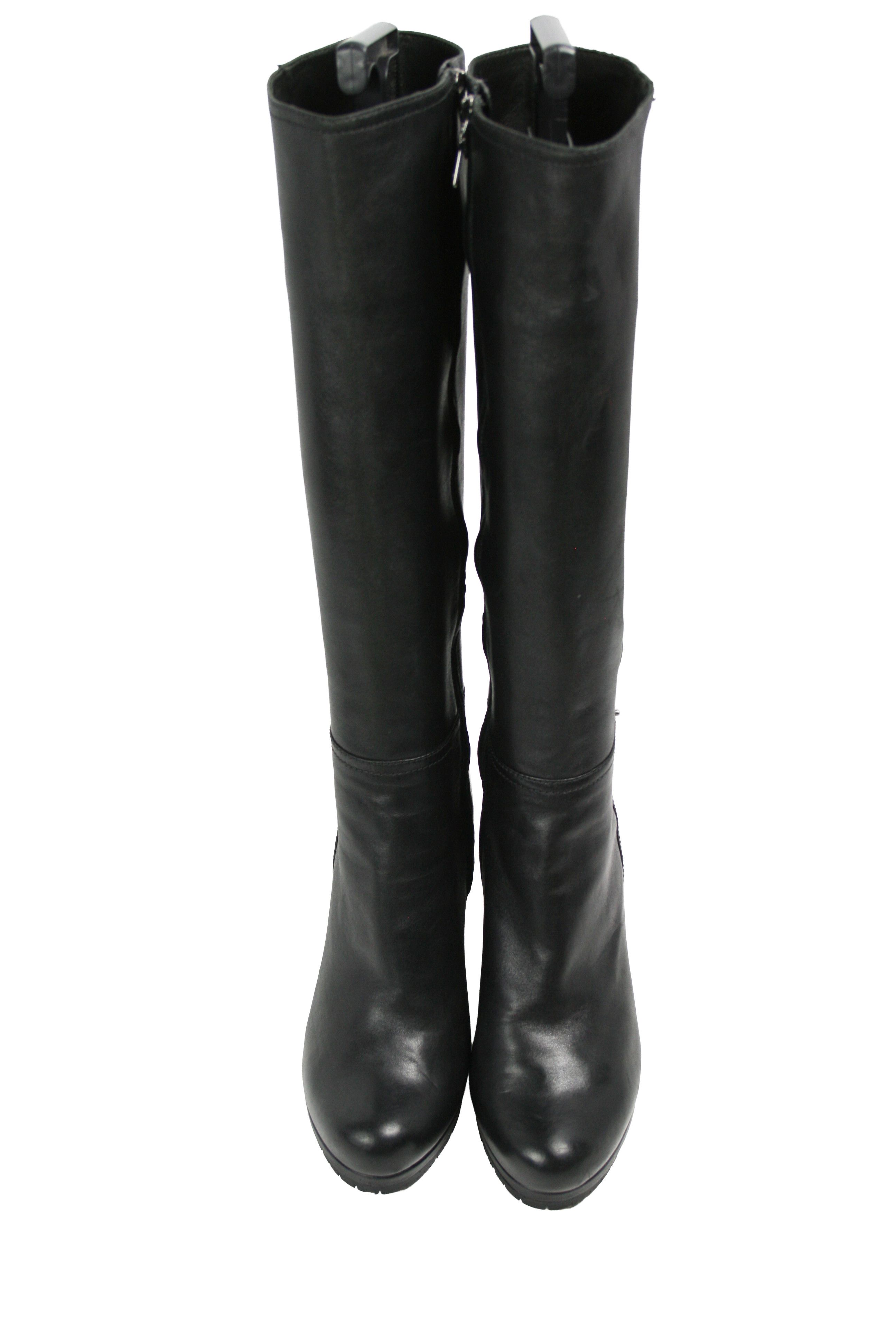Prada Wedge Y2K Knee Riding Boots Size US 7 / IT 37 - 11 Thumbnail