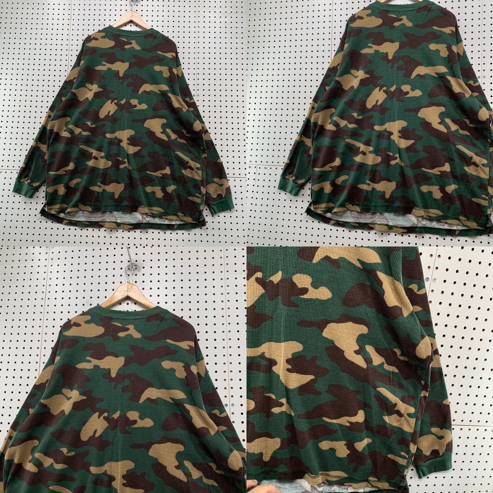 Vintage VINTAGE KingSize Camo Thermal Shirt Mens Big 4XL Henley Camouflage Long Sleeve Size US XXL / EU 58 / 5 - 9 Thumbnail