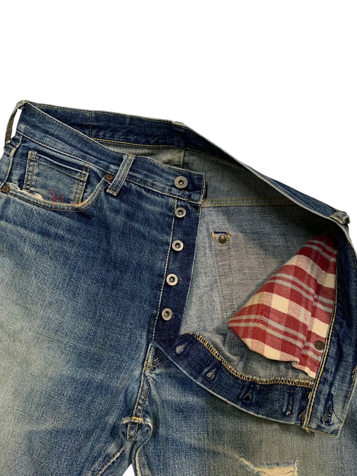 Kapital VINTAGE KAMAKURA SELVEDGE FADED JAPANESE DISTRESSED DENIM Size US 33 - 14 Thumbnail