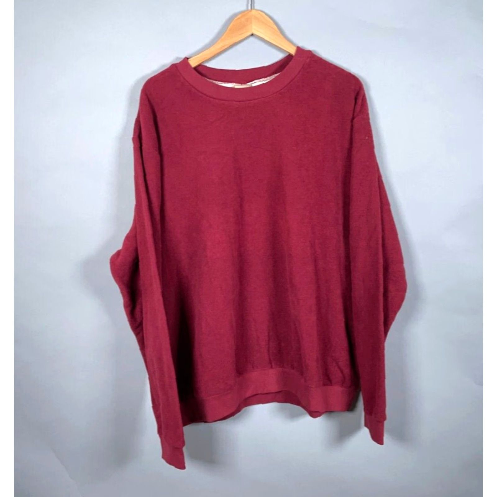 Vintage VTG Scandia Woods Sweatshirt Crewneck Adult 2XL Dark Red Terry Cloth Solid Retro 90s Mens Size US XXL / EU 58 / 5 - 2 Thumbnail