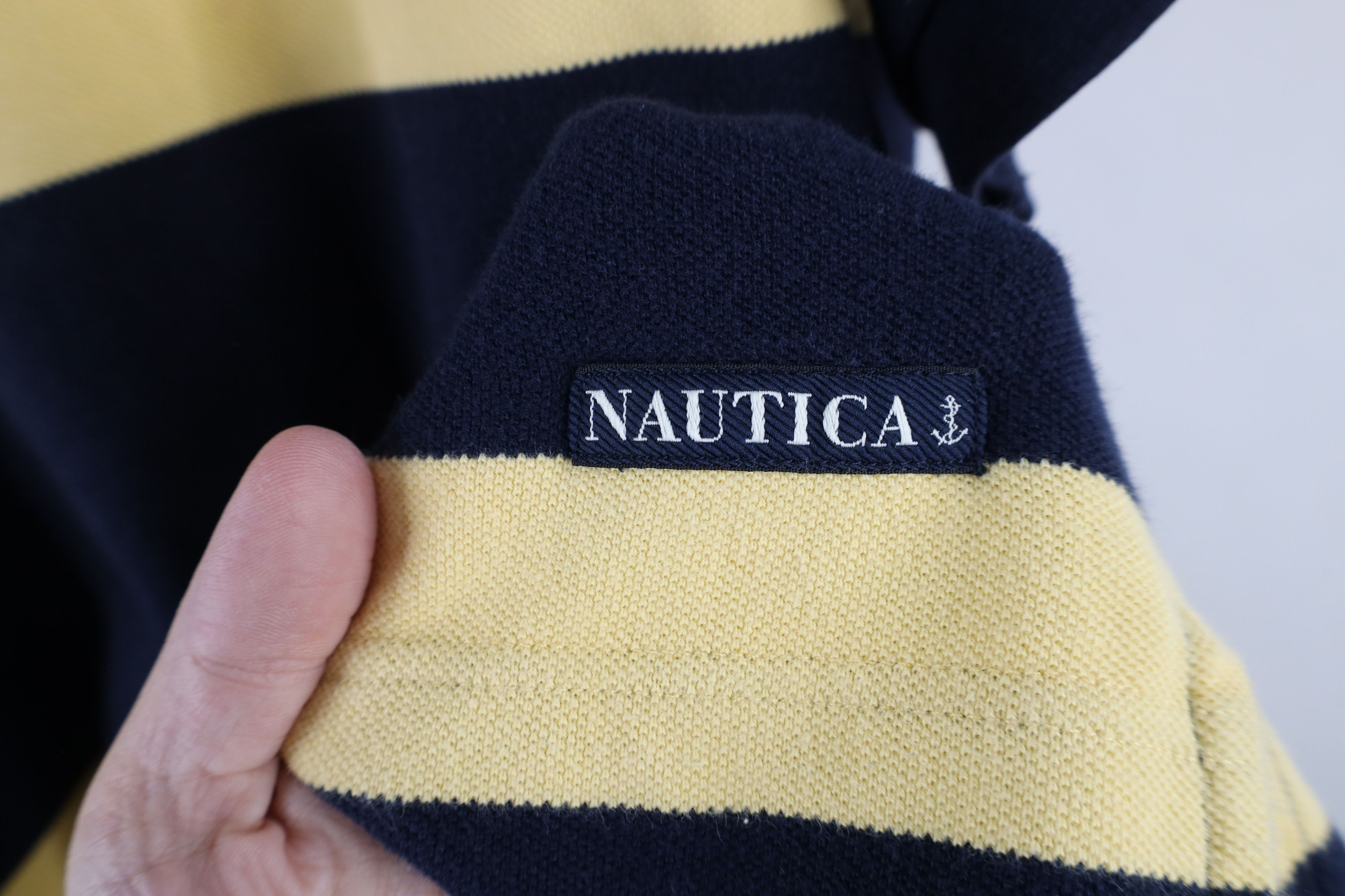 Nautica × Vintage Vintage 90s Nautica Spell Out Striped Sailing Polo Shirt Size US M / EU 48-50 / 2 - 4 Thumbnail