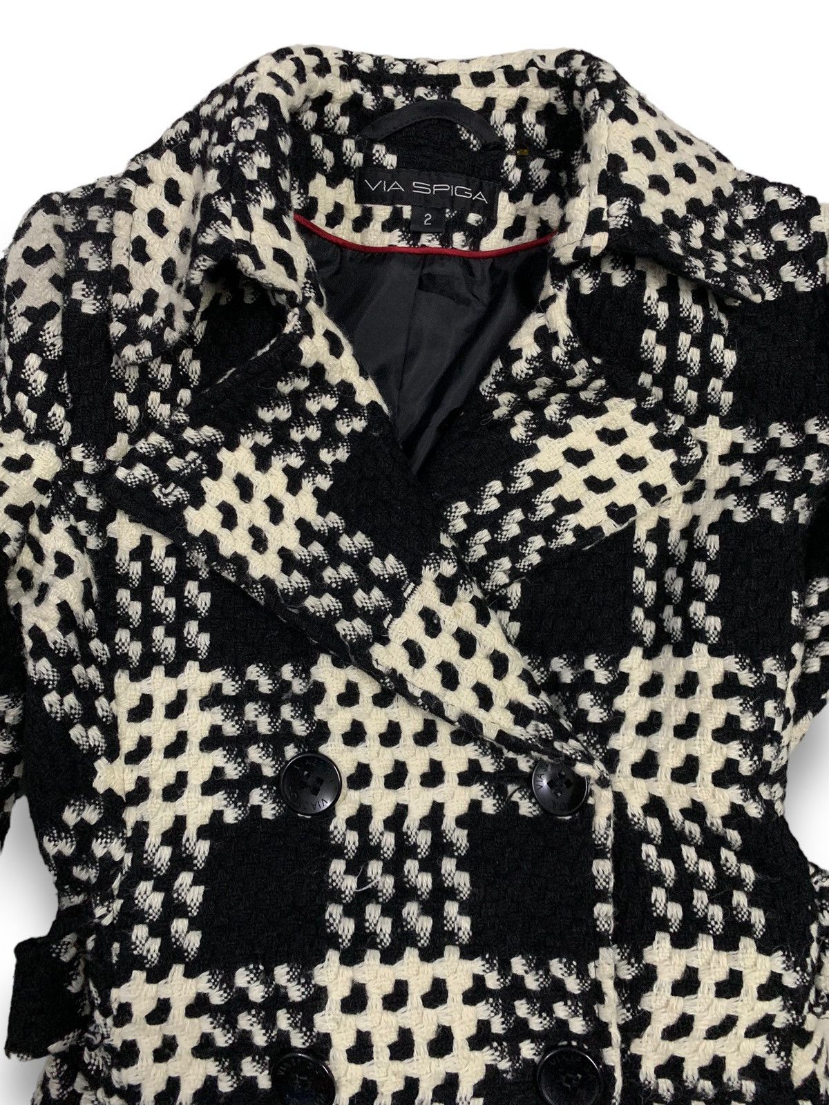 Other Vintage Via Spiga Wool Blend Woven Plaid Overcoat Size M / US 6-8 / IT 42-44 - 5 Thumbnail