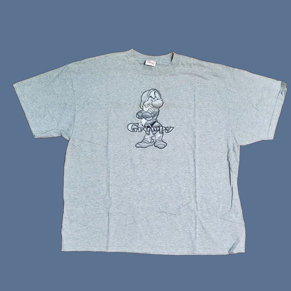 Disney VINTAGE Walt Disney Grumpy T-Shirt Snow Gray Adult XL USA Made Embroidered Logo Crew Neck Short Sleeve Men Size US XL / EU 56 / 4 - 1 Thumbnail