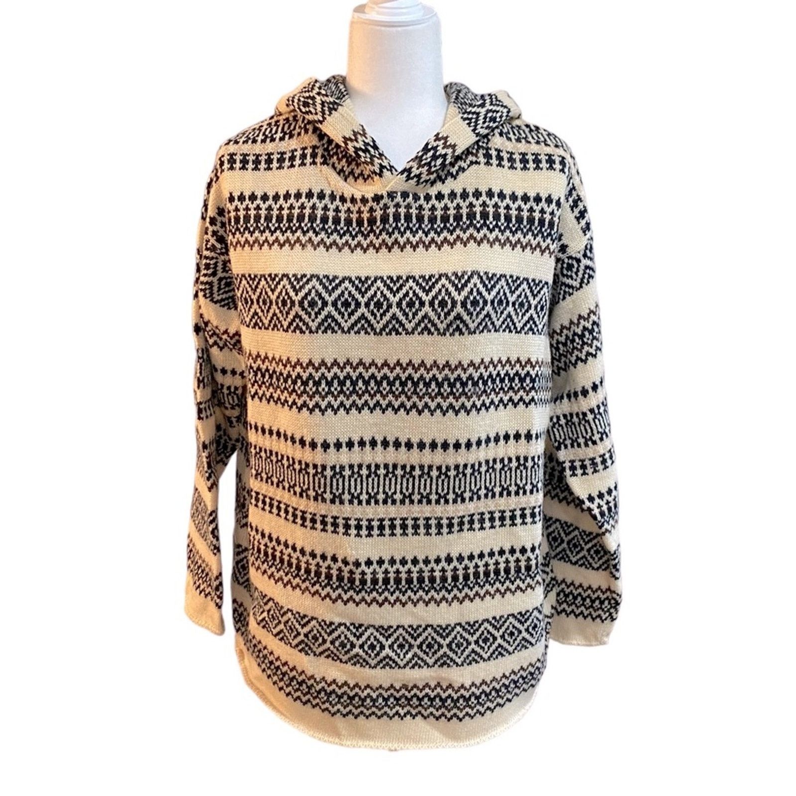Anthropologie Anthropologie Hooded Sweater Med Wool Nordic Cabincore Boho Size M / US 6-8 / IT 42-44 - 1 Thumbnail