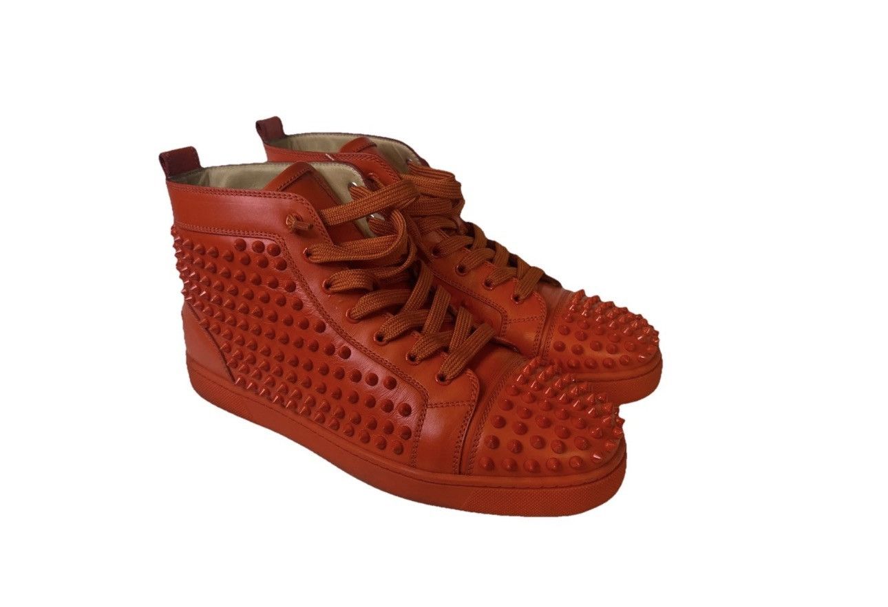 Christian Louboutin LV Flat Spikes Red Leather High Top