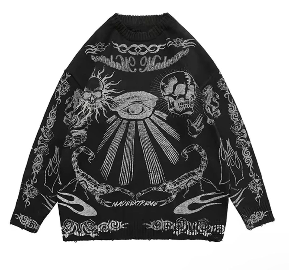 Japanese Brand Streetwear Vintage Ukiyo Skull Sweater Men Women Knitwear Size US XL / EU 56 / 4 - 1 Thumbnail