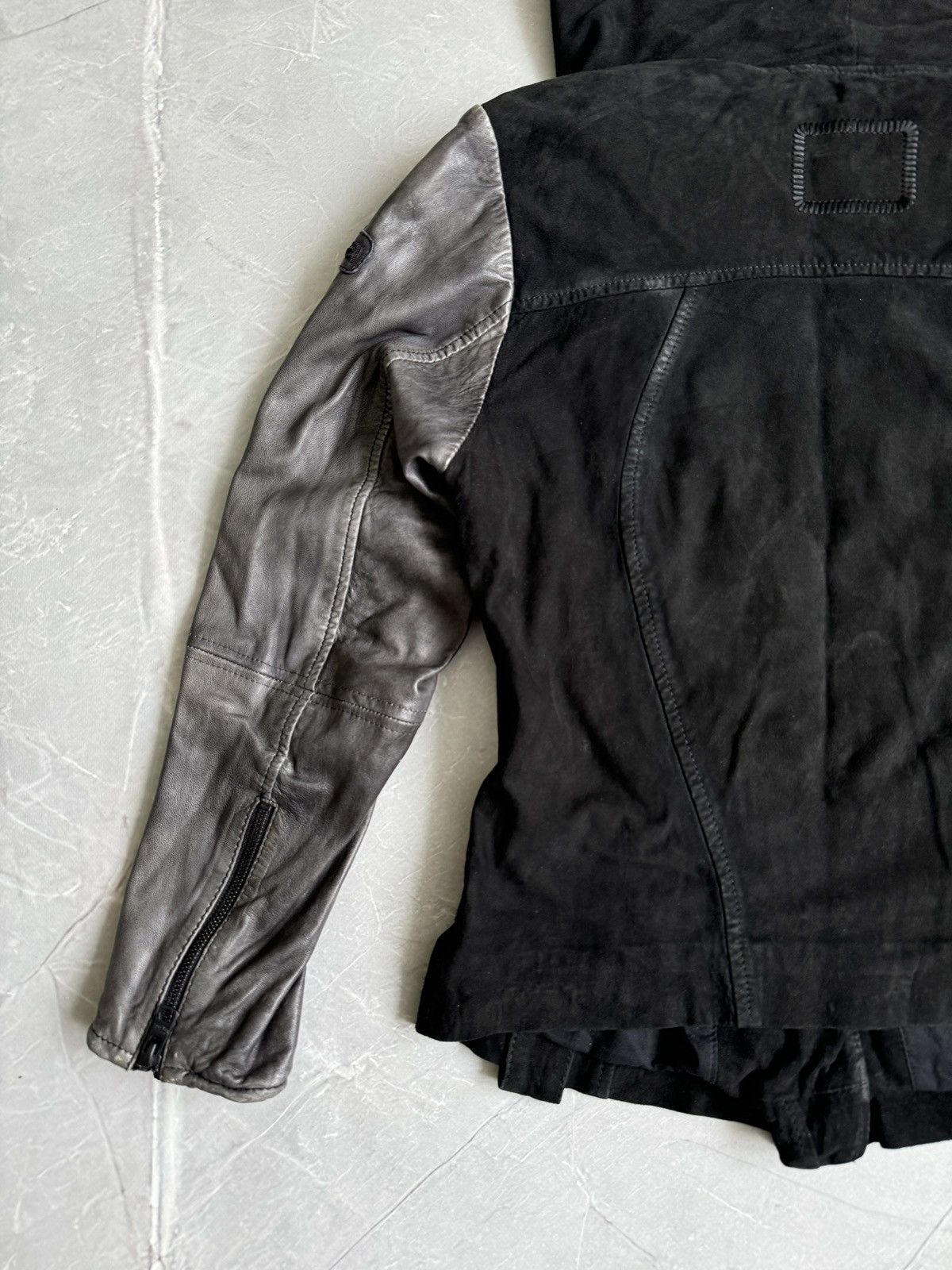 tigha Tigha High Neck Asymmetrical Leather Jacket Rick Owens Style Size L / US 10 / IT 46 - 14 Thumbnail