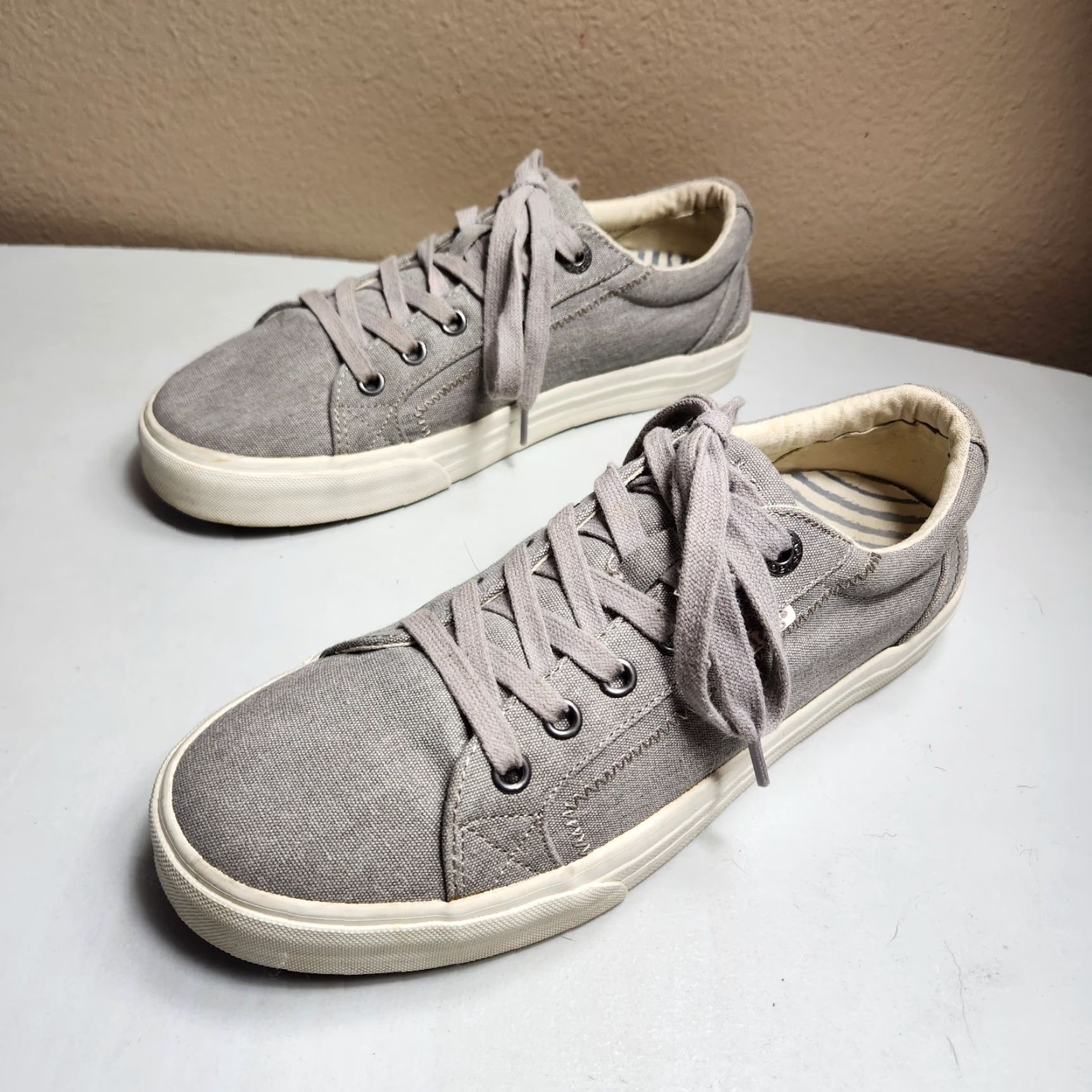 Taos Taos Plim Soul Womens |8.5| Gray Wash Canvas Comfort Sneakers Shoes Casual Walking Size US 9 / IT 39 - 3 Thumbnail