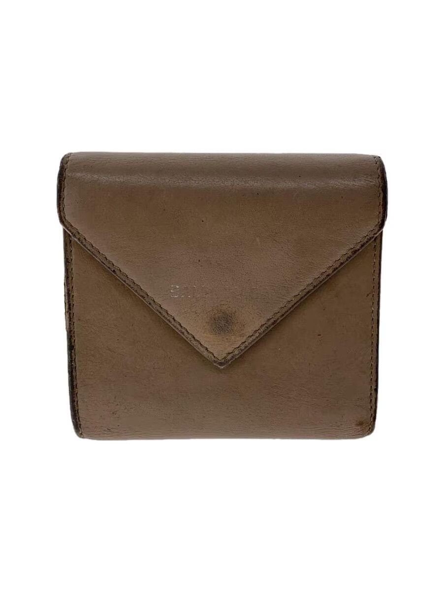 Balenciaga Leather Tri-Fold Wallet Camel Brand Logo Faded