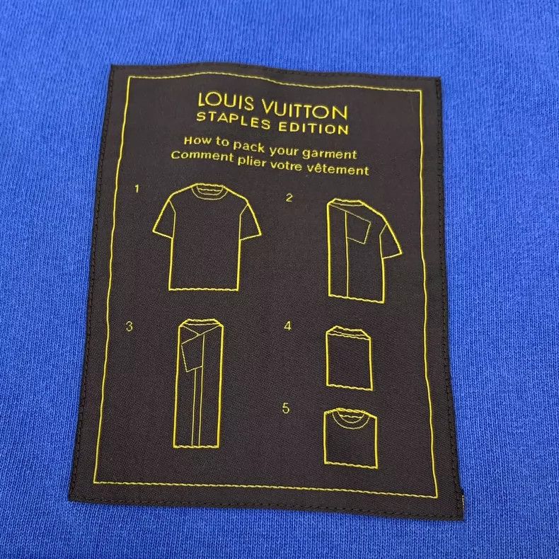 Louis Vuitton Louis Vuitton Dark Blue Back Instruction Cotton Crew Neck Size US M / EU 48-50 / 2 - 5 Thumbnail