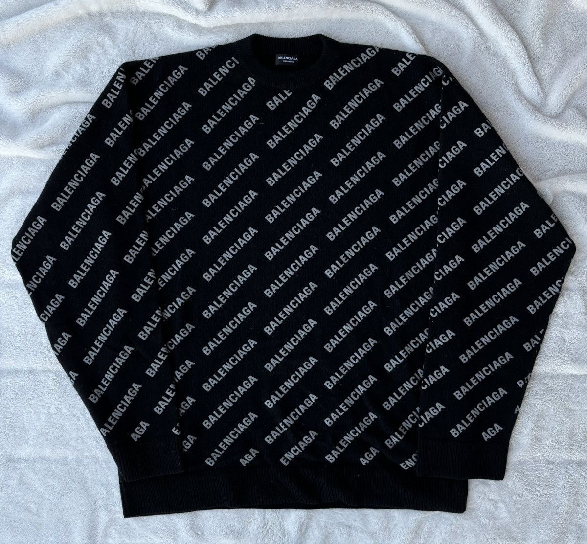 Balenciaga Black/White All Over Wool Sweater