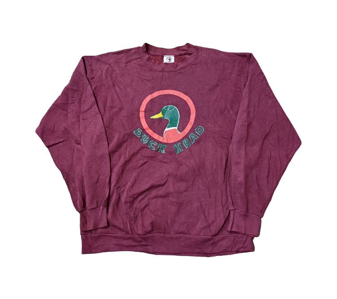 image of Vintage Duck Head Logo Duck Sweatshirt in Maroon, Men's (Size XL)