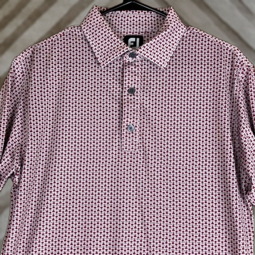 Footjoy FootJoy Mens Polo Shirt Short Sleeve Collared Lisle Loop Stretch M Burgundy Red Athletic Mens Shirt Size US M / EU 48-50 / 2 - 1 Thumbnail