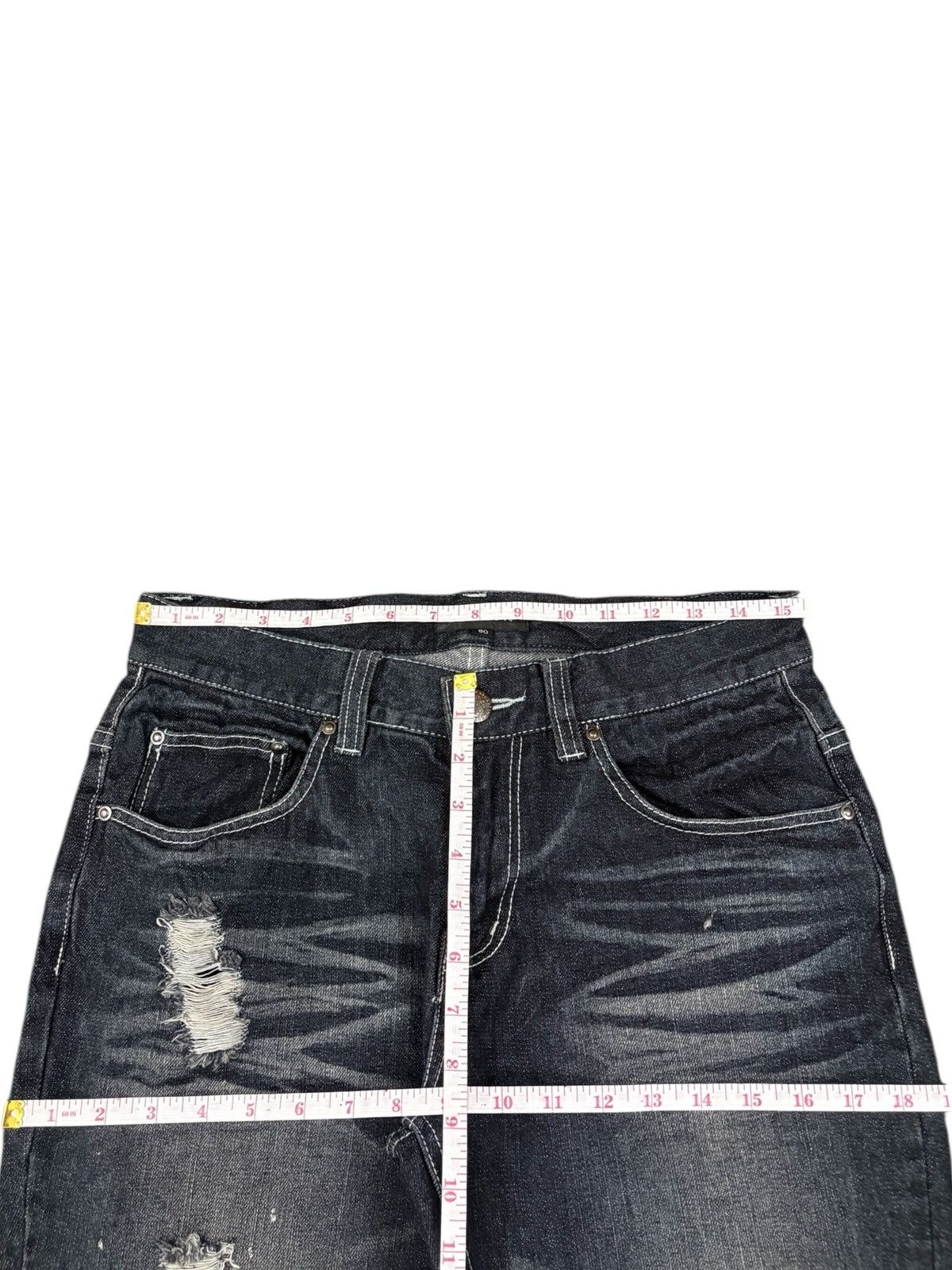 LOWBOX Vintage Lowbox Buckle Back Painted Distressed Flare Jeans Size US 31 - 9 Thumbnail
