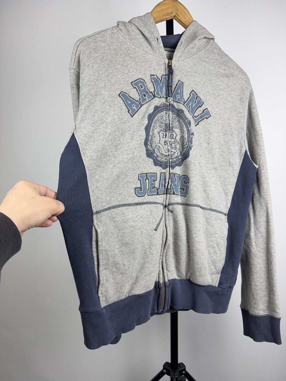 Giorgio Armani Luxury Armani Jeans AJ Faded Zip Hoodie Y2K Logo Sweatshirt Size US M / EU 48-50 / 2 - 3 Thumbnail