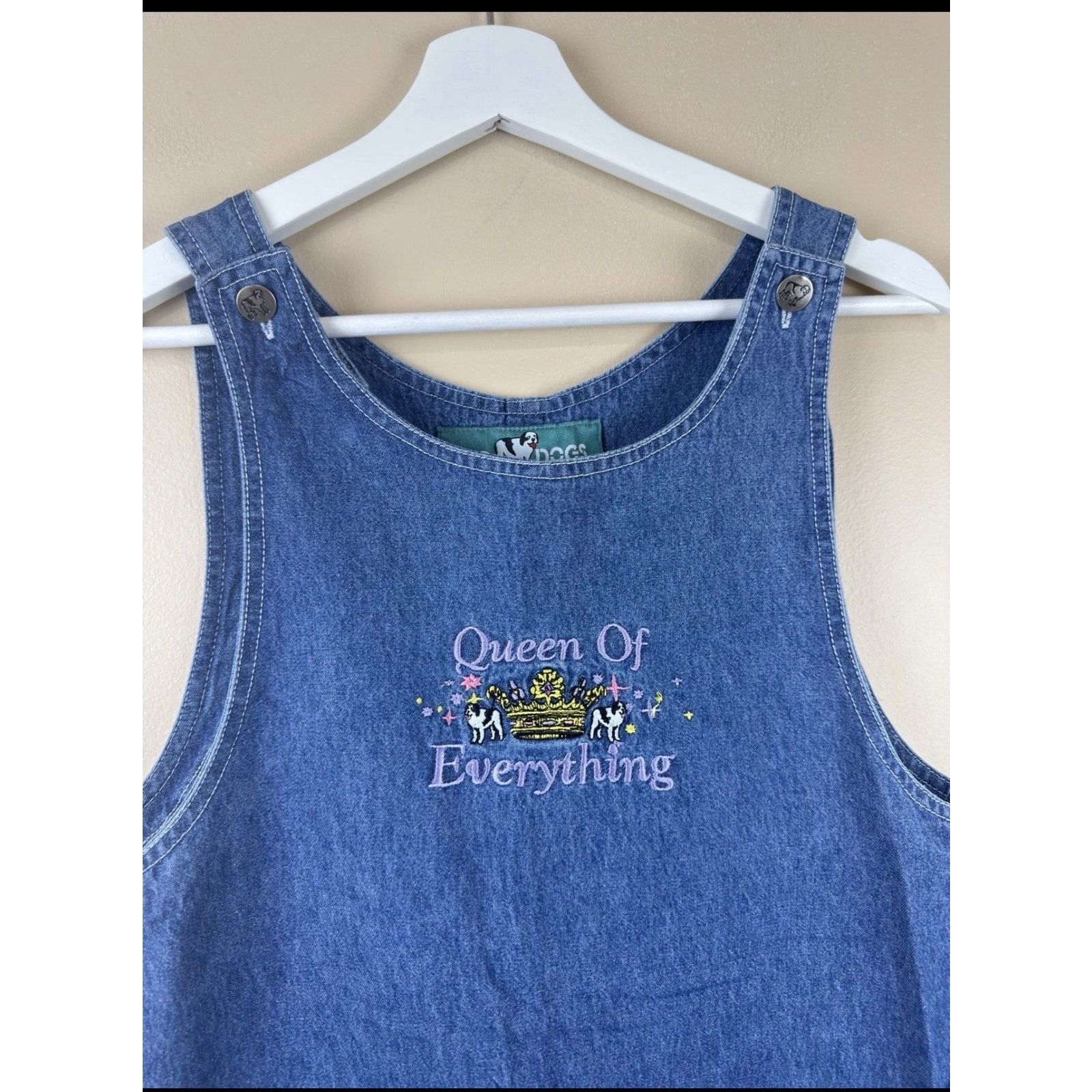 Big Dogs Vintage Big Dog Denim Embroidered Overall Dress Women 18/20 Size XXL / US 16-18 / IT 52-54 - 3 Thumbnail