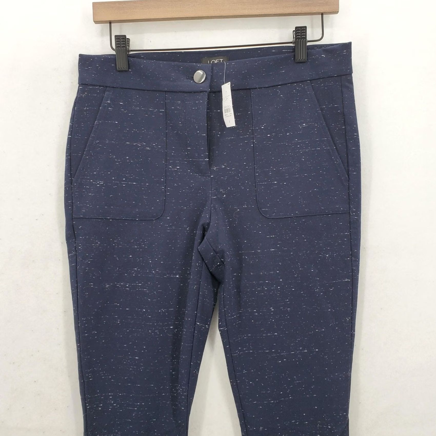 Loft LOFT Pants Womens 8 Navy Speckled Slim Ankle Stretch Front Pocket Work Career Pants Size 30" / US 8 / IT 44 - 2 Thumbnail