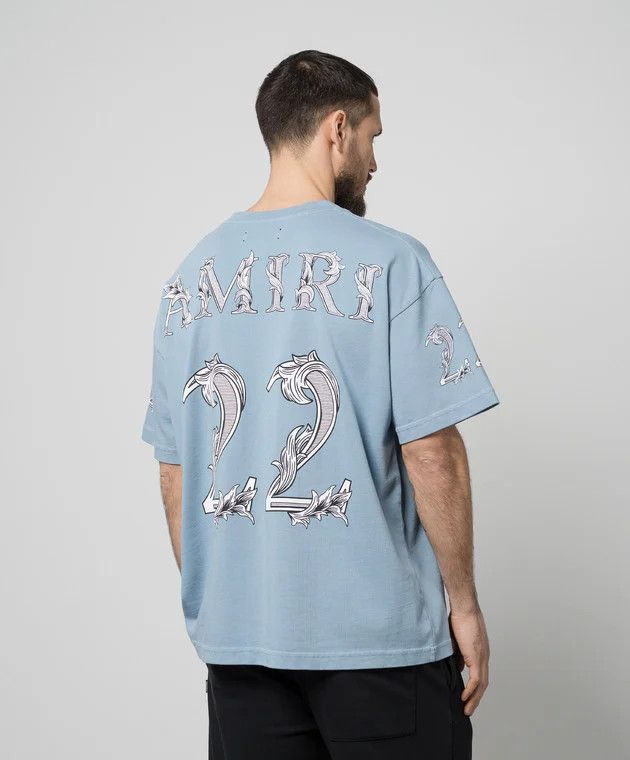 Amiri o1s1wg110525 Baroque Logo T-Shirt in Blue/White Size US S / EU 44-46 / 1 - 4 Thumbnail