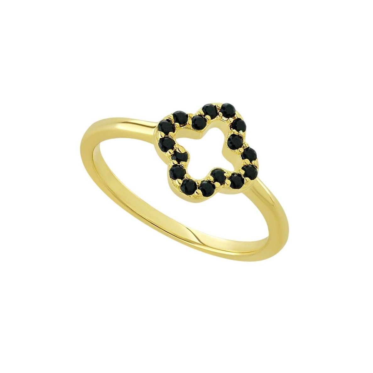 & Other Stories La Pelle Simulated Black Spinel Openwork Clover Ring Size ONE SIZE - 3 Thumbnail
