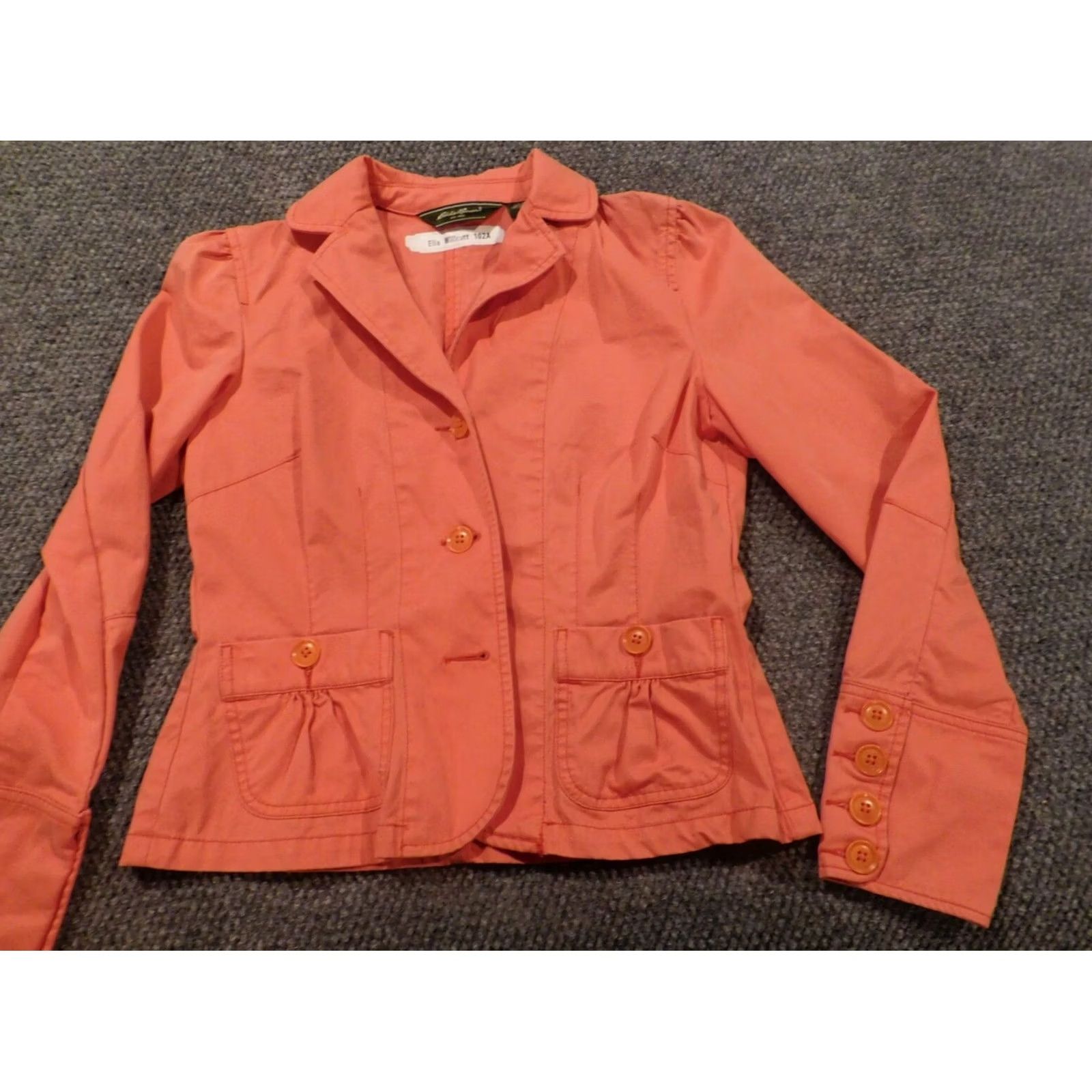 Eddie Bauer Eddie Bauer Womens Jacket Orange 4 Button Cotton Embroidered Peanuts Collar Mid-Length Casual Fall Spring Women Low Pockets Size S / US 4 / IT 40 - 3 Thumbnail