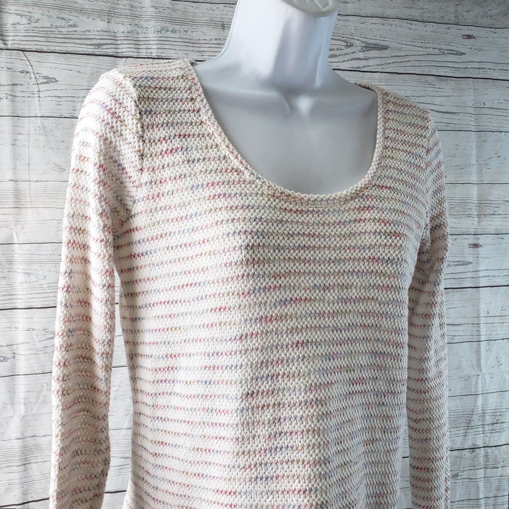 Madewell Madewell Womens Knit Scoopneck Top Stripe Sz Small Pink White Cotton Blend Pullover Knit Shirt Womens Colorful 90s? Size S / US 4 / IT 40 - 2 Thumbnail