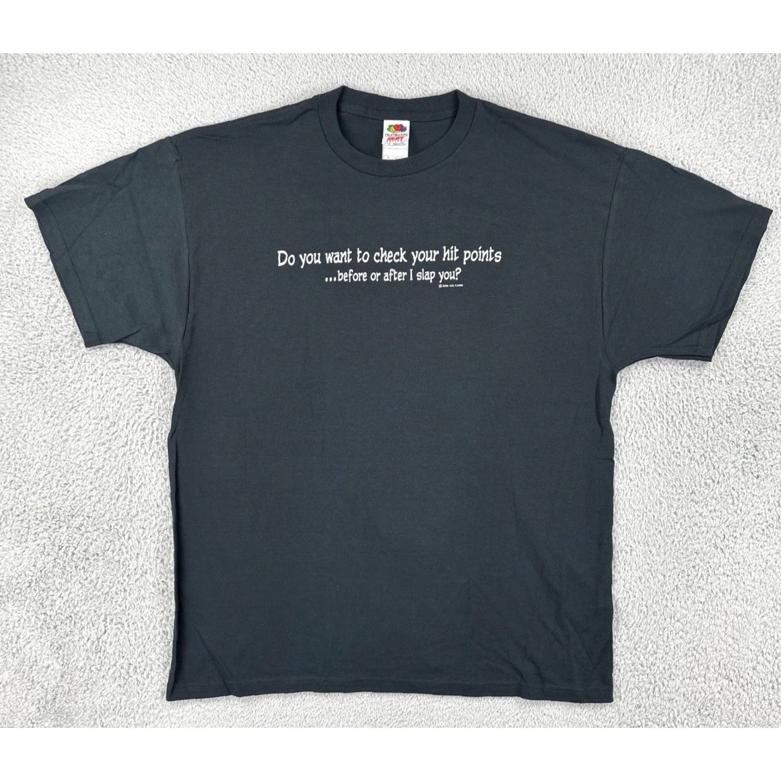 Fruit Of The Loom VINTAGE Fruit of the Loom T-Shirt Black XL Crew Neck Short Sleeve Funny Sarcastic Humor Tee Men Size US XL / EU 56 / 4 - 2 Thumbnail