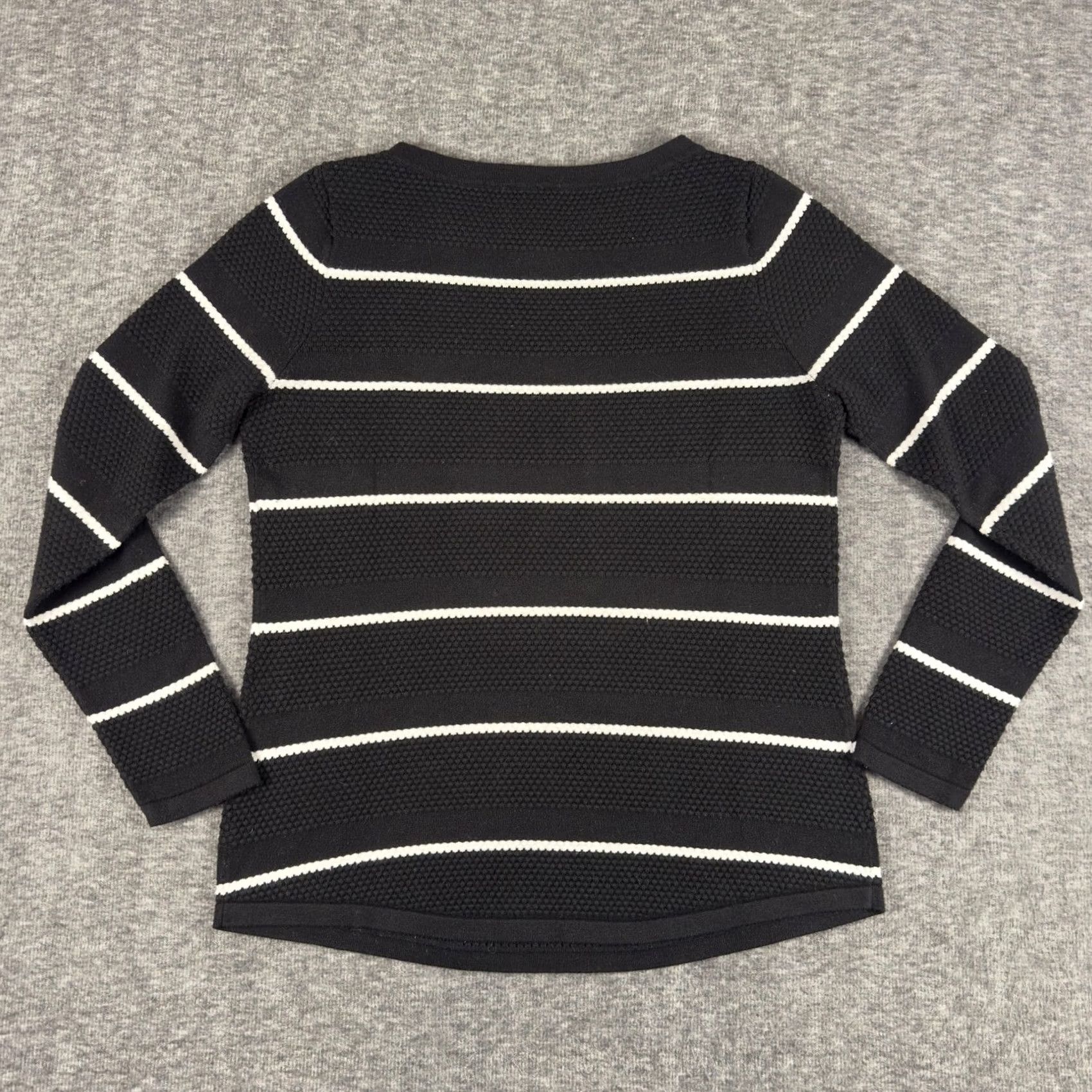 Vintage Chicos Sweater Womens Small Black White Stripe Textured Knit Long Sleeve Size S / US 4 / IT 40 - 6 Thumbnail