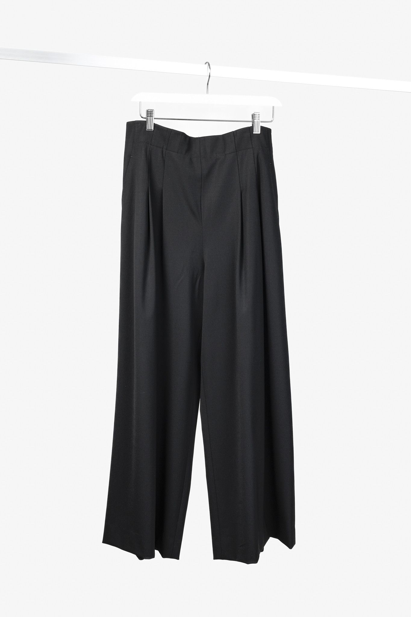 Lafayette 148 Lafayette 148 Black Pleated Front Wide Wool Pant Size 32" / US 10 / IT 46 - 1 Thumbnail