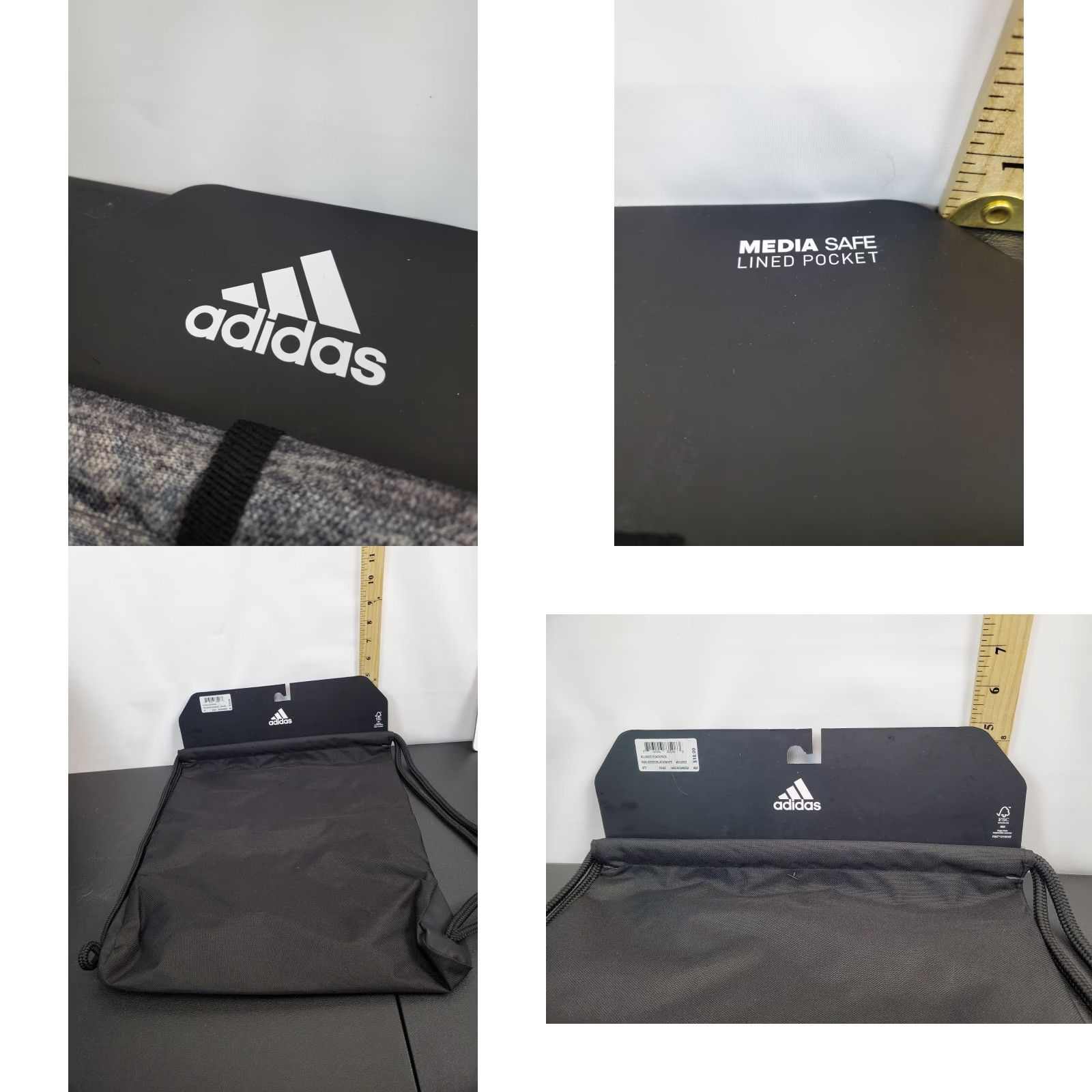 Adidas adidas Sackpack Unisex Gray Drawstring Luggage Bag Backpack Medium Size ONE SIZE - 8 Thumbnail