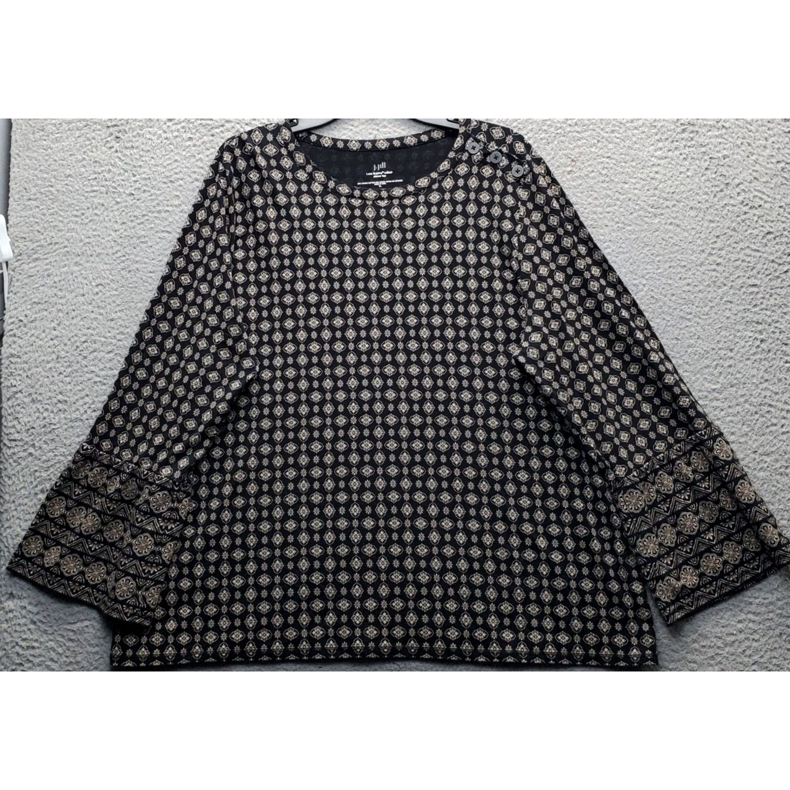 J. Jill J. Jill Luxe Supima Ruffled Sleeve Top Womens XL Multi Floral Shoulder Button Shirt Size XL / US 12-14 / IT 48-50 - 2 Thumbnail