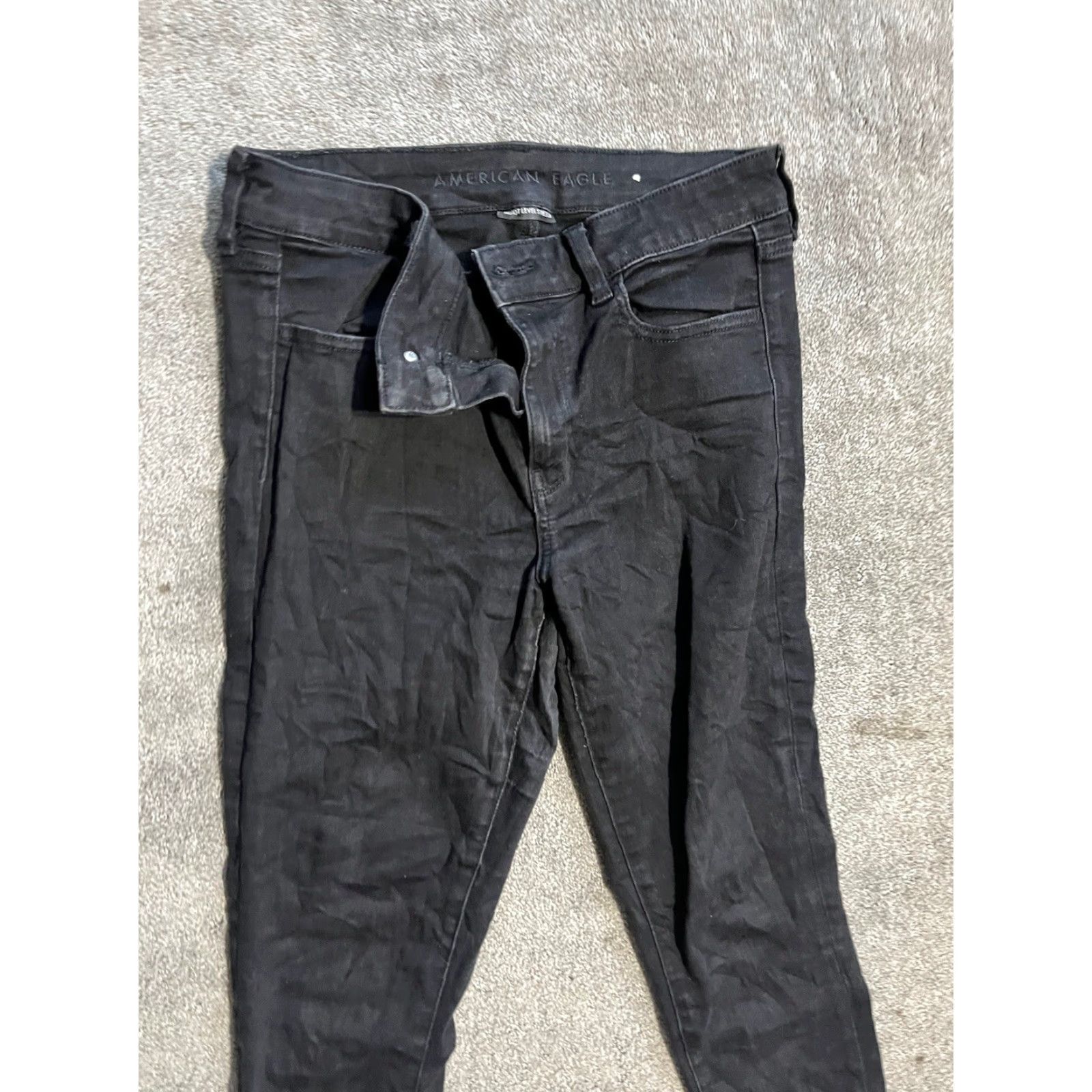 American Eagle Outfitters American Eagle Jegging Pants Black 10 Regular Solid Super Stretch Low Rise Womens Size 32" / US 10 / IT 46 - 2 Thumbnail