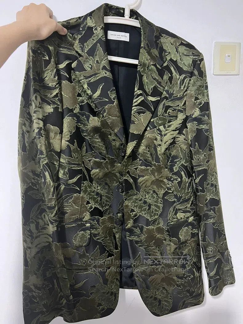 Dries Van Noten Dries Van Noten Green Jacquard Blazer. Size US M / EU 48-50 / 2 - 2 Thumbnail