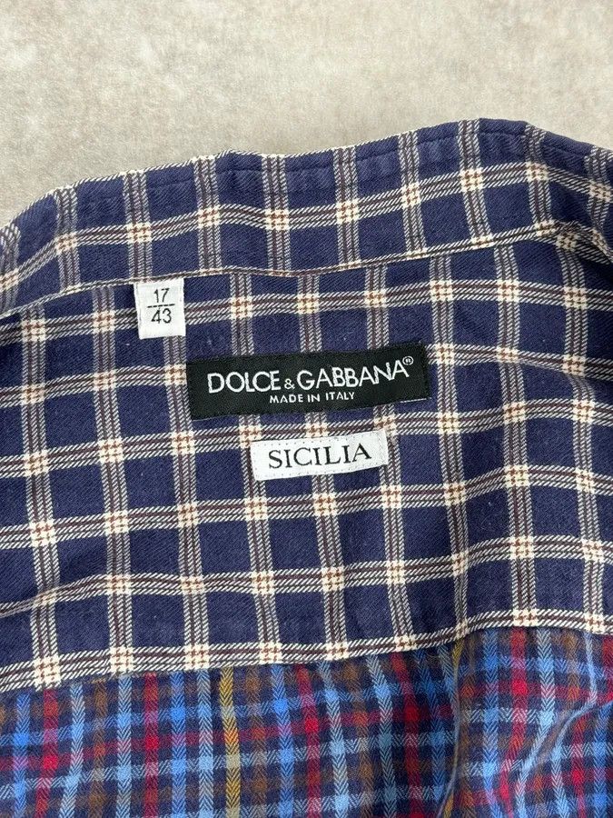 Dolce & Gabbana 2000s Dolce & Gabbana Blue Irregular Checkered Shirt Size US M / EU 48-50 / 2 - 9 Thumbnail