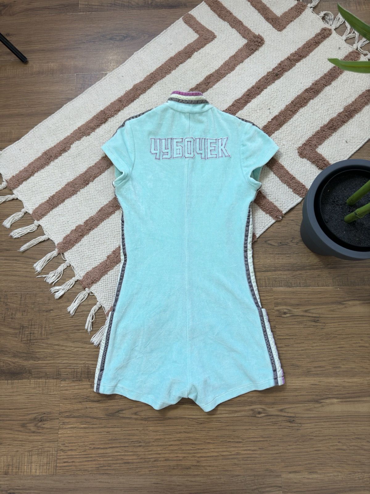 Vintage CUTE «ЧУБОЧЕК» VELOUR ROMPER OVERALLS Size S / US 4 / IT 40 - 2 Thumbnail