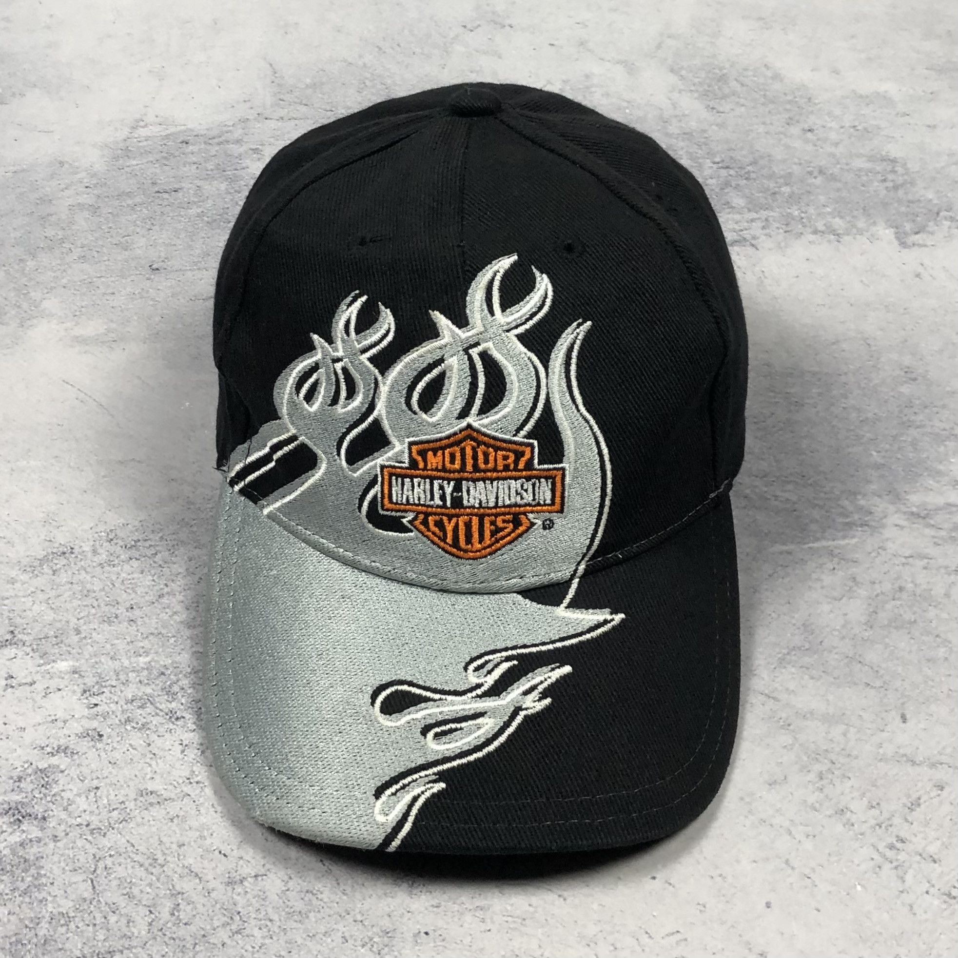 Harley Davidson Y2K Vintage Harley-Davidson Flame Fire Motorcycle Cap rare Size ONE SIZE - 2 Thumbnail