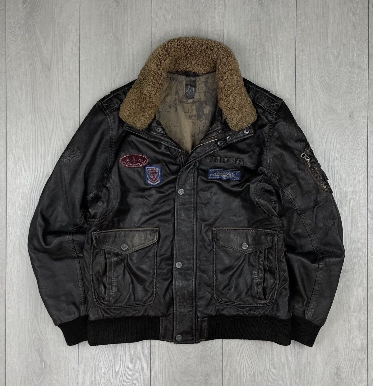 Aviator Gipsy Leather Men's Jacket Brown Size XL