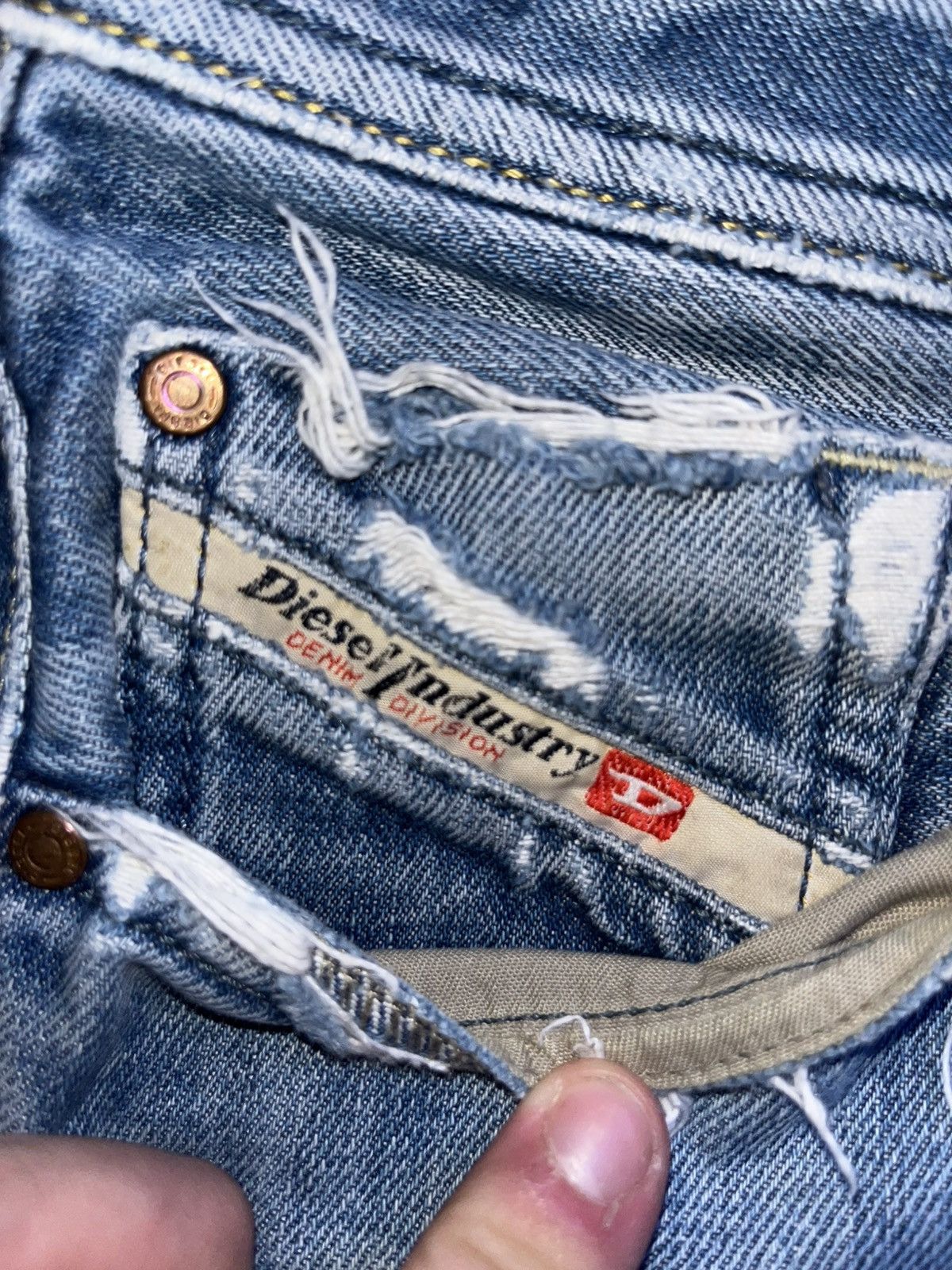 Diesel Blue Denim Ripped Jeans Size US 38 / EU 54 - 3 Thumbnail