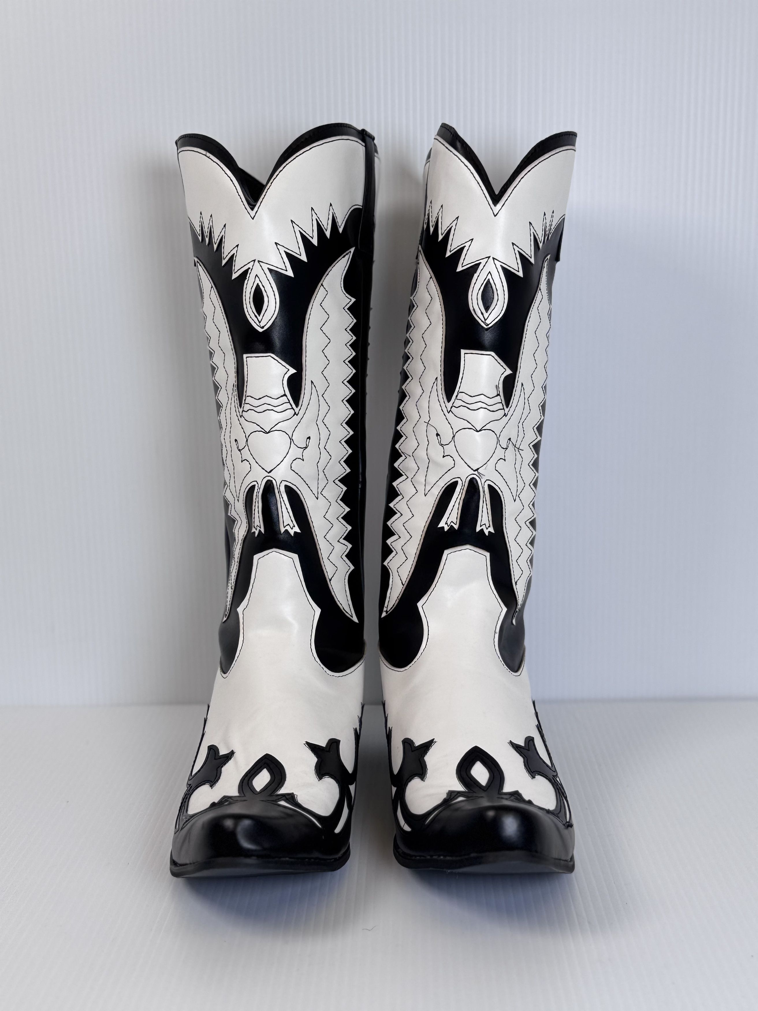Dingo Mens Black Leather Mid-Calf Western Boots Size 13E SKU 9047 Dingo Mens Rip Black Leather 14in Motorcycle Boots – The  main image 3
