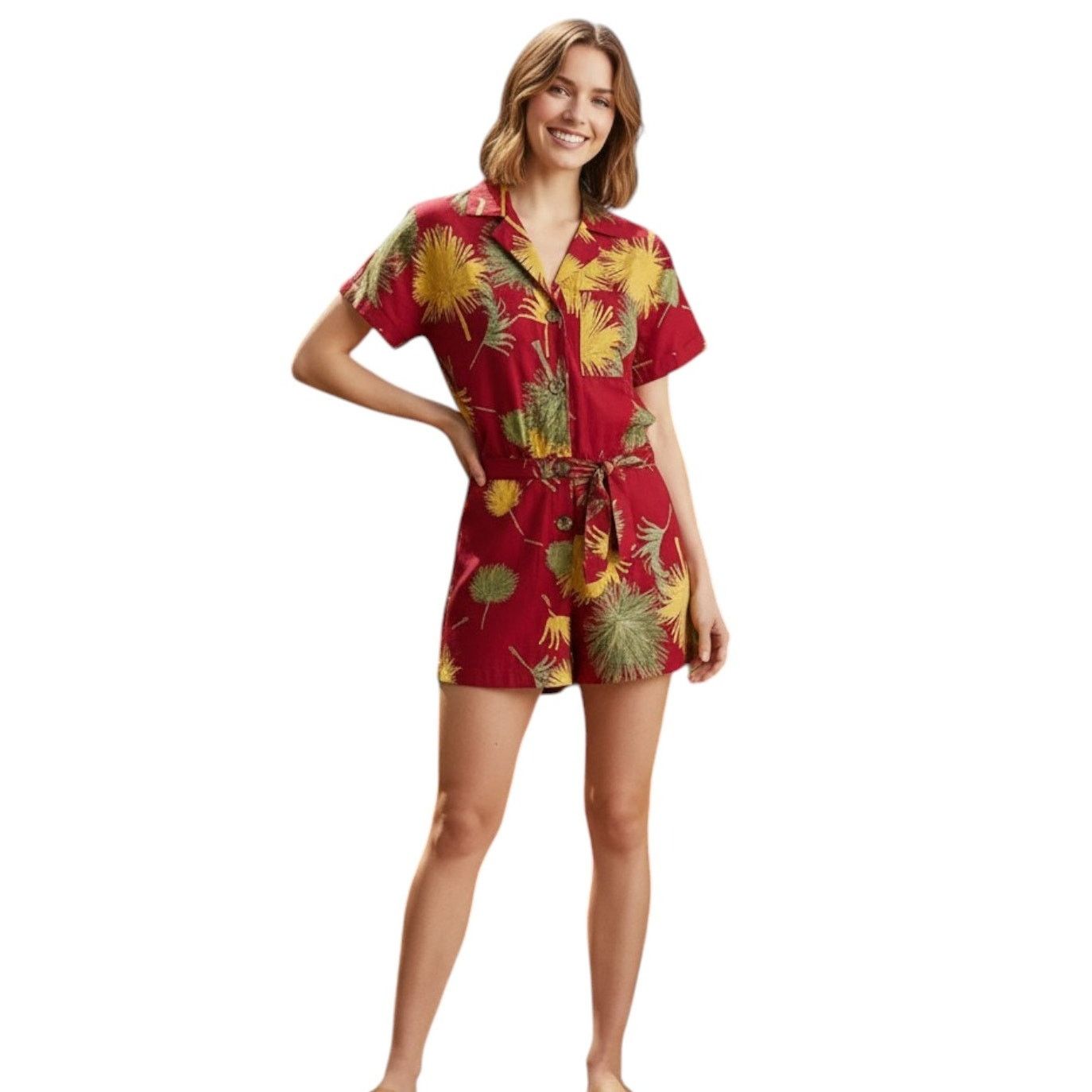 Free People Free People Malibu Cotton Button Closure Collared Romper, S Size 30" / US 8 / IT 44 - 1 Thumbnail