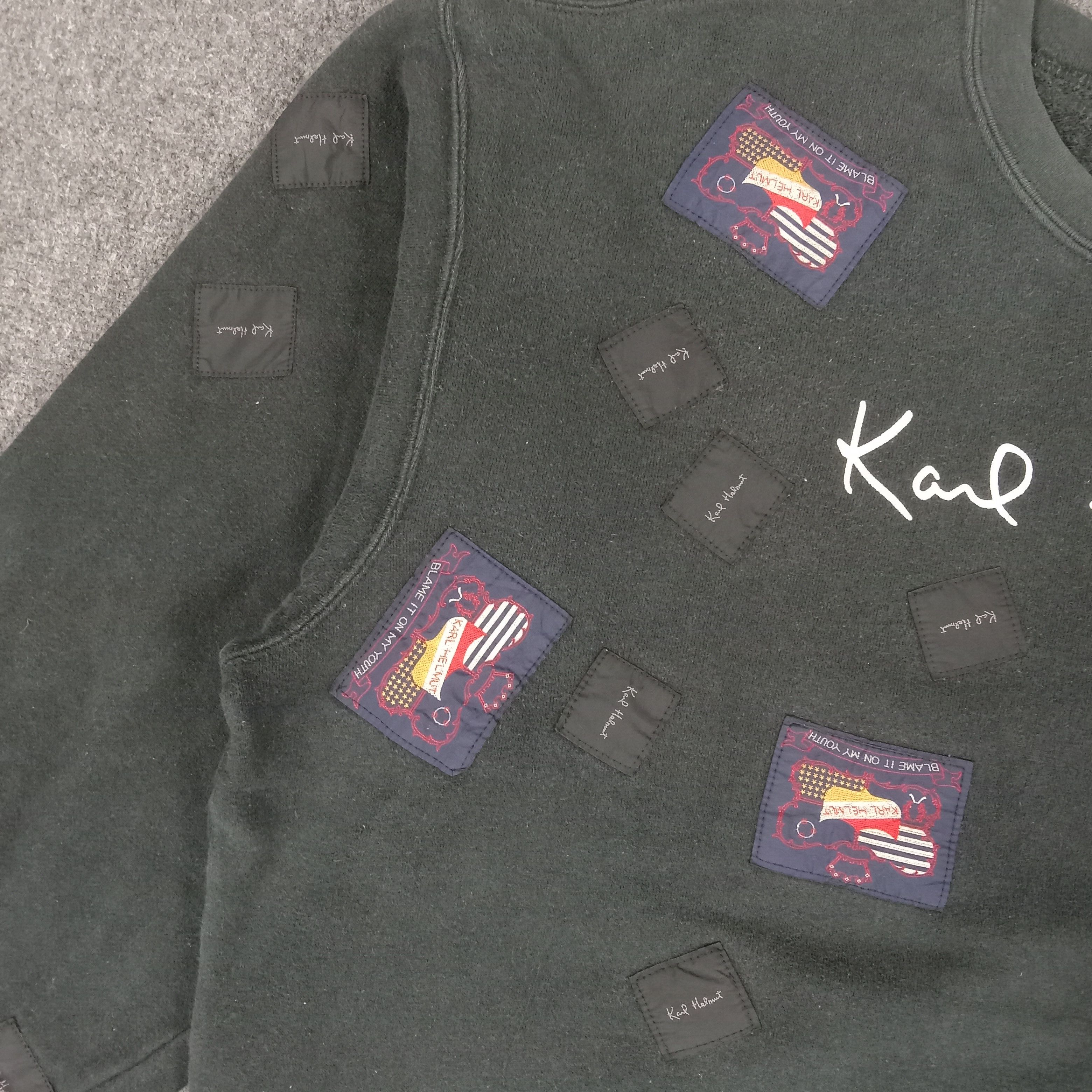 Karl Helmut × Vintage Karl Helmut Designer Brand Patches Art Sweatshirt Size US L / EU 52-54 / 3 - 3 Thumbnail