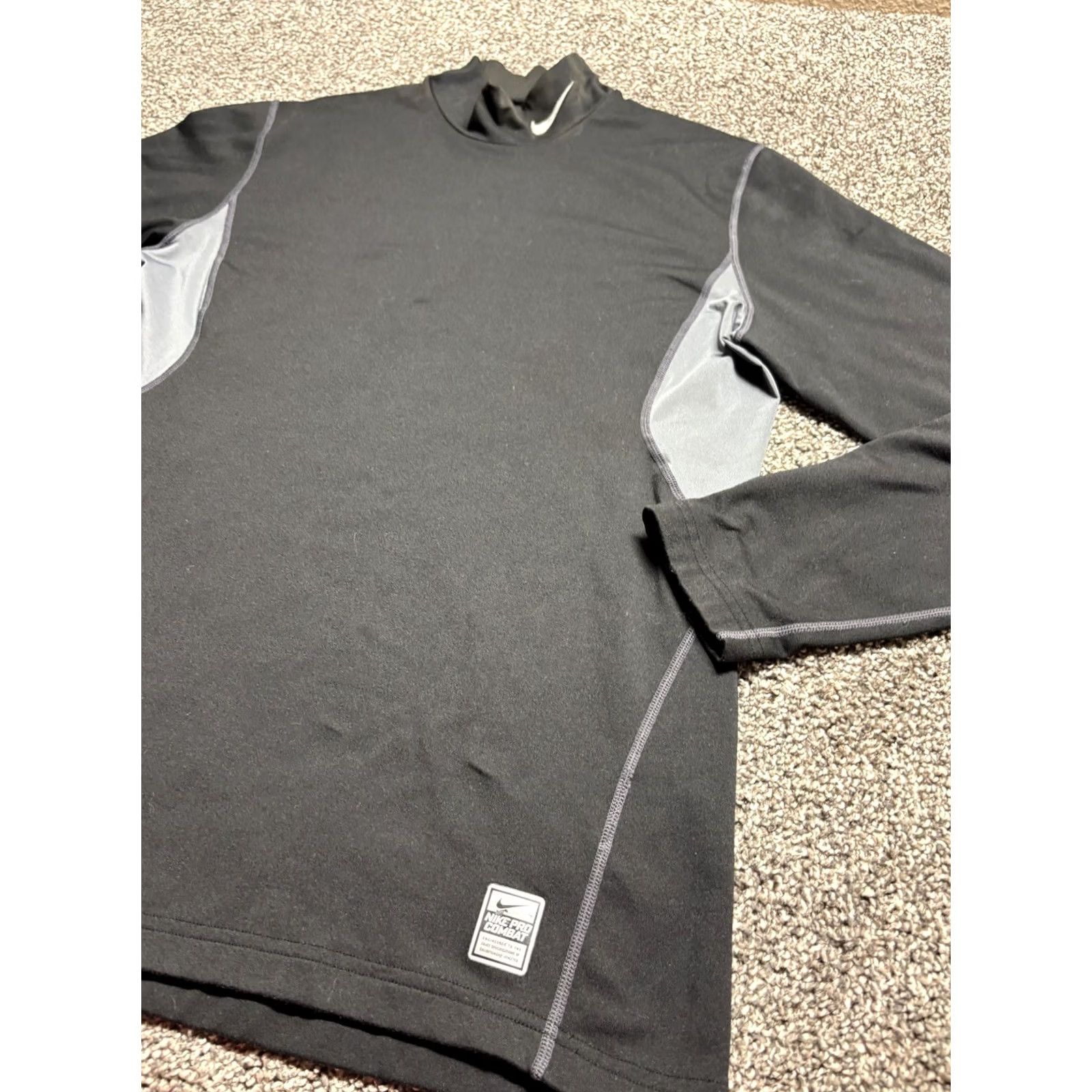 Nike Nike Pro Combat Shirt Mens Black Dri-Fit Fleece Lined Mock Neck Long Sleeve Pullover Activewear Casual Regular Fit Size US M / EU 48-50 / 2 - 3 Thumbnail