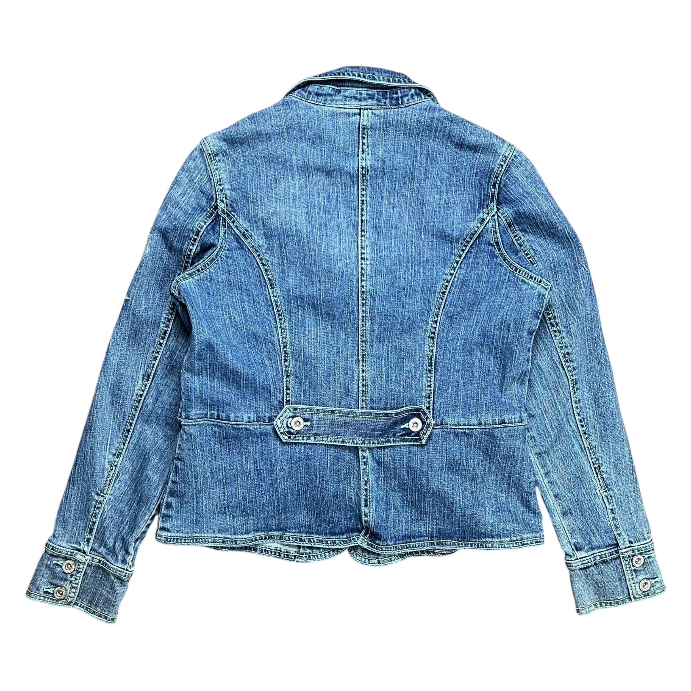 Point Zero × Vintage Point Zero Embroidered Flower Denim Jacket - L Size L / US 10 / IT 46 - 7 Thumbnail