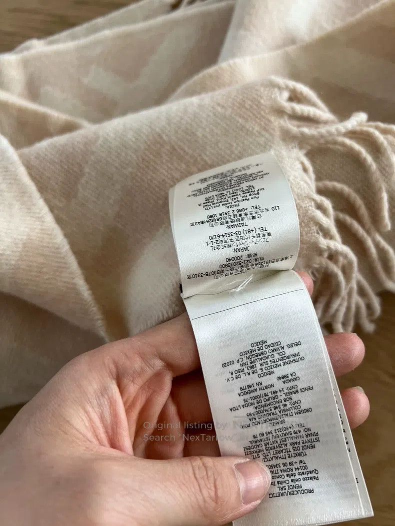 Fendi Fendi size 170*45cm Nude cashmere fringed scarf Size ONE SIZE - 7 Thumbnail